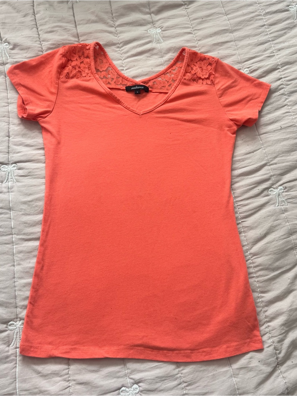y2k coral v neck top